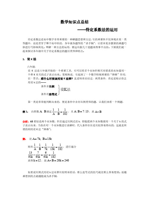 待定系数法的应用