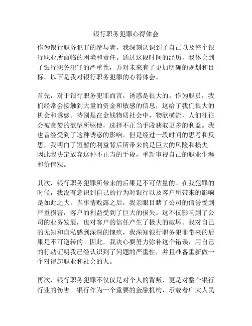 银行职务犯罪心得体会