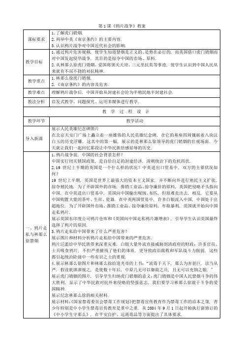 2022年部编版初中历史《鸦片战争(2)》精品教案(word版)