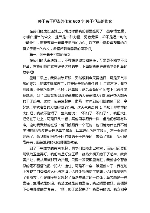 关于勇于担当的作文600字,关于担当的作文