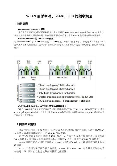 WLAN部署中对于2.4G、5.8G的频率规划