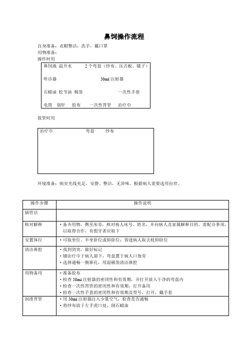 鼻饲操作流程与评分标准