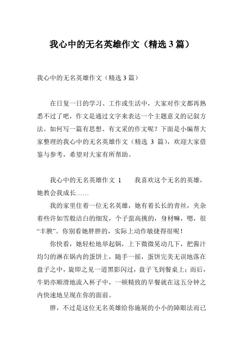 我心中的无名英雄作文(精选3篇)