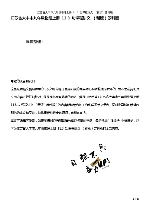 江苏省大丰市九年级物理上册11.3功课程讲义苏科版(2021年整理)