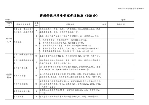 药剂科科医疗质量管理考核标准