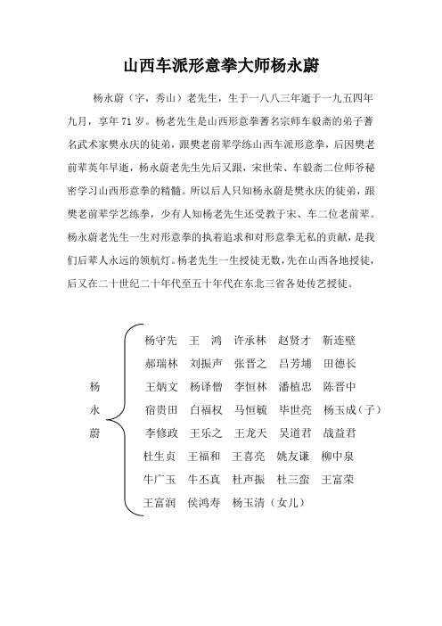 山西车派形意拳大师杨永蔚