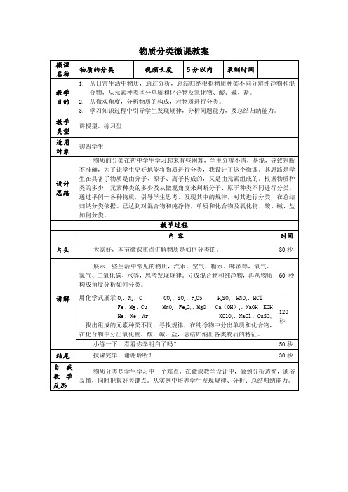 初三化学物质分类微课教案