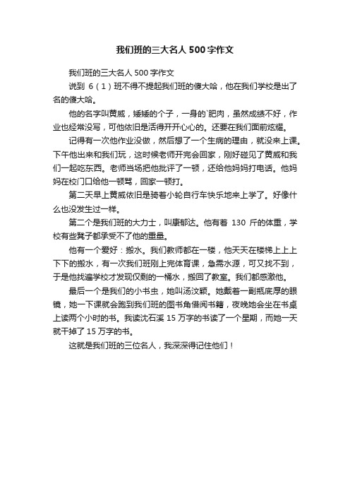 我们班的三大名人500字作文