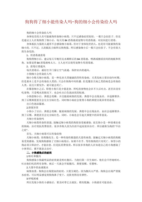 狗狗得了细小能传染人吗-狗的细小会传染给人吗