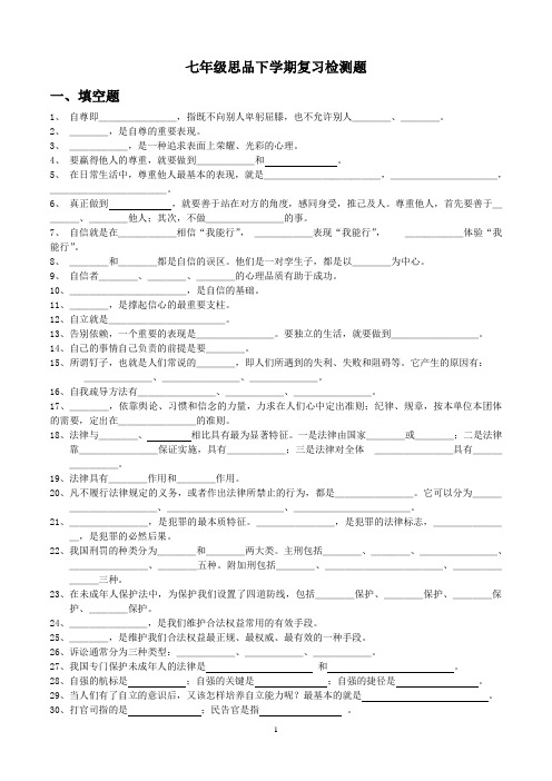 七年级思品下学期复习检测题