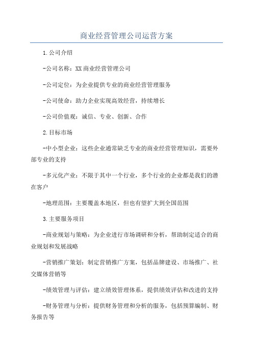 商业经营管理公司运营方案