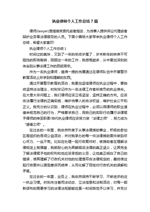 执业律师个人工作总结7篇