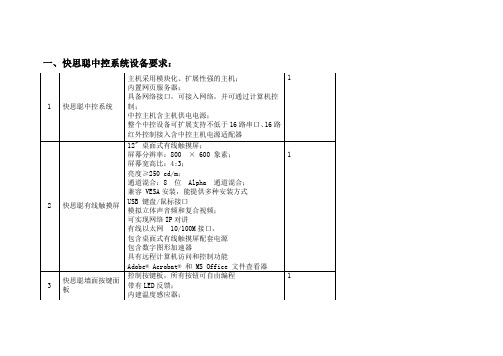 快思聪中控系统设备要求：.doc