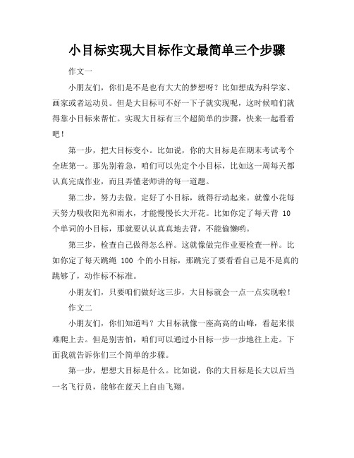 小目标实现大目标作文最简单三个步骤