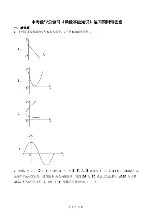 中考数学总复习《函数基础知识》练习题附带答案