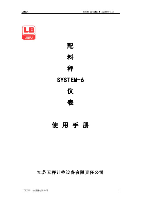 配料秤SYSTEM-6仪表说明书