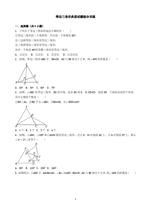 等边三角形典型试题综合训练(含解析)印刷版