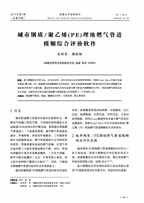 城市钢质／聚乙烯(PE)埋地燃气管道模糊综合评价软件