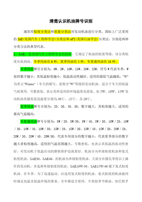 清楚认识机油牌号识别