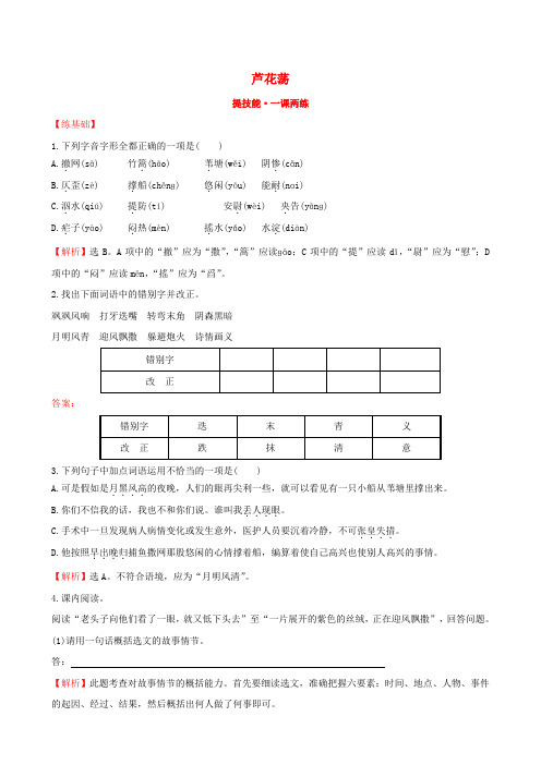 【世纪金榜】八年级语文上册 1.2 芦花荡提技能+一课两练 (新版)新人教版