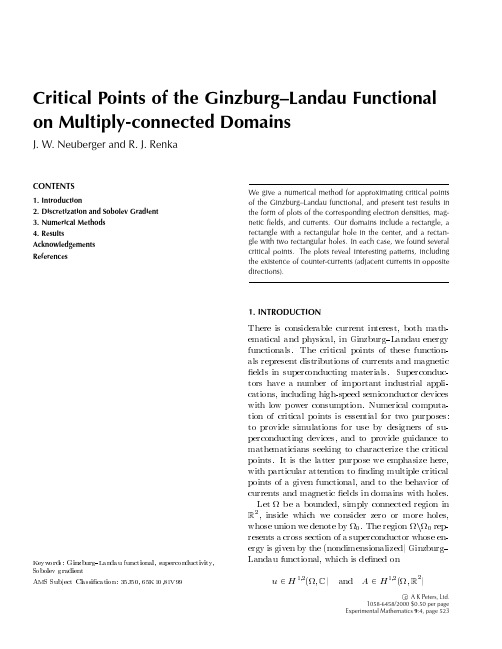 Critical Points of the Ginzburg--Landau Functional on Multiply-connected Domains