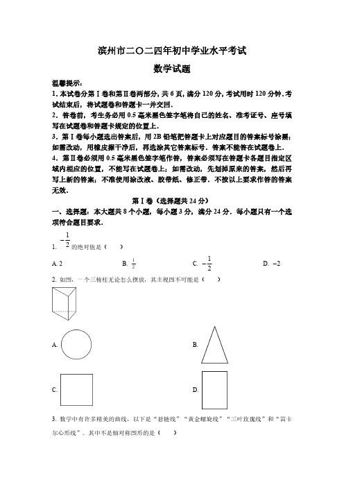 2024年山东省滨州市中考数学试题(含解析)