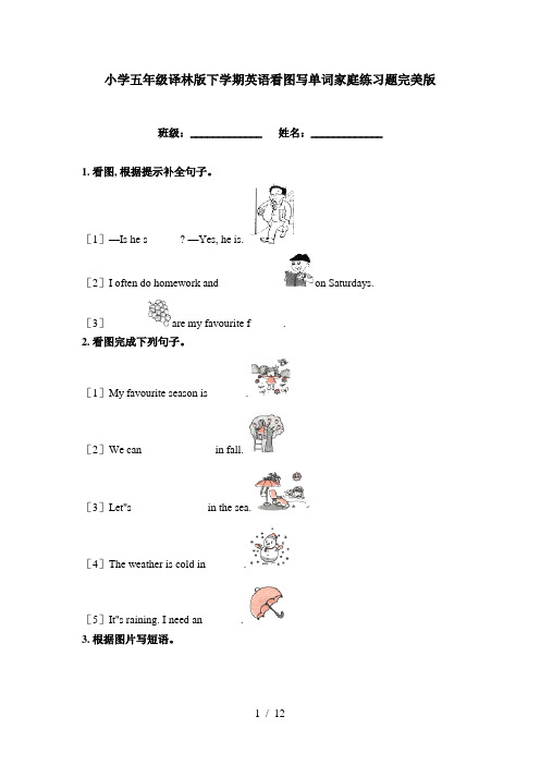 小学五年级译林版下学期英语看图写单词家庭练习题完美版