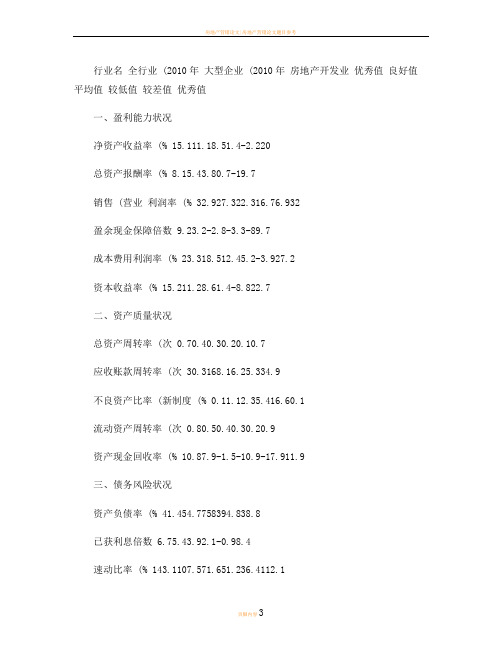 房地产开发业--企业绩效评价标准值(精)