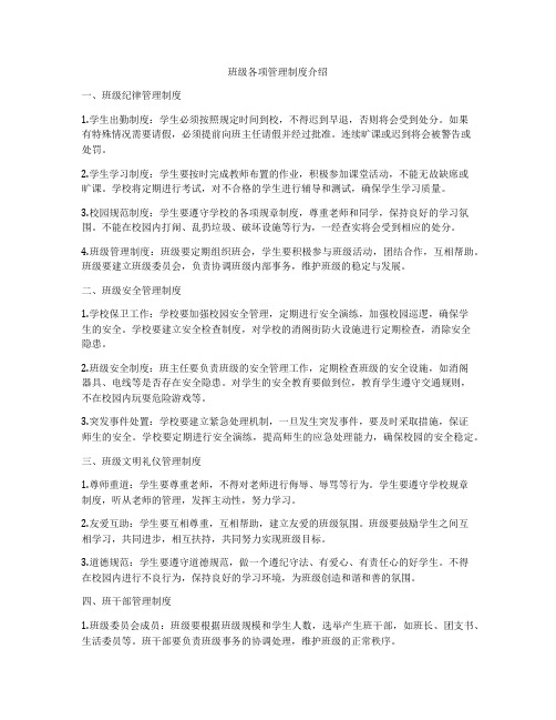 班级各项管理制度介绍