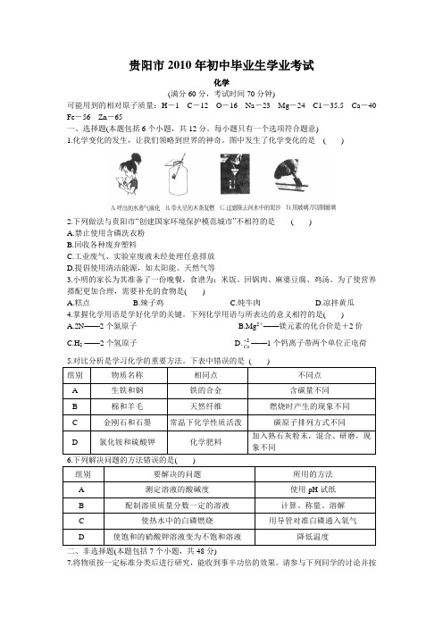 0年初中毕业生学业考试化学(附答案)(6)