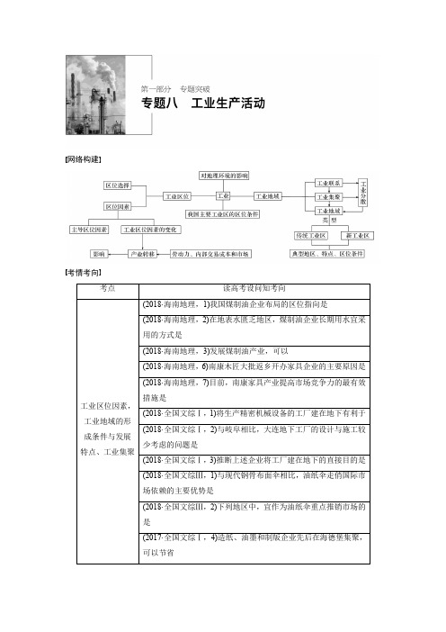 高三地理第二轮复习 专题八 工业生产活动