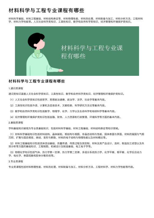 材料科学与工程专业课程有哪些