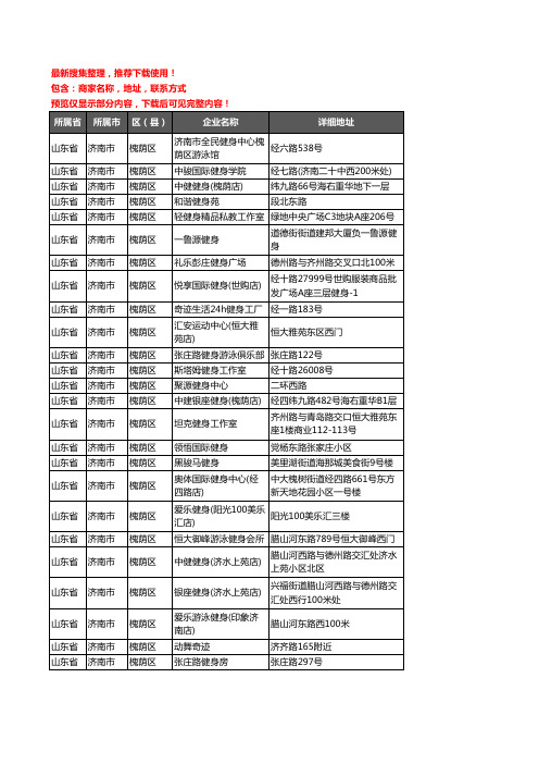 新版山东省济南市槐荫区健身房企业公司商家户名录单联系方式地址大全47家