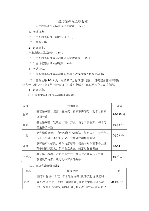 2018健美操课程考核标准含自编