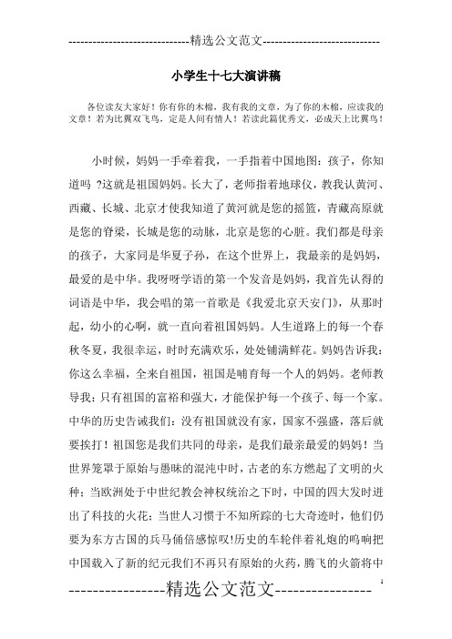 小学生十七大演讲稿