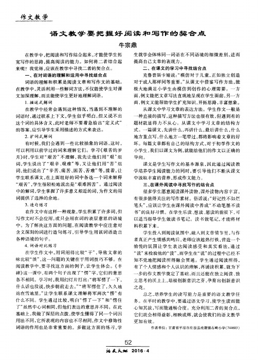 语文教学要把握好阅读和写作的契合点