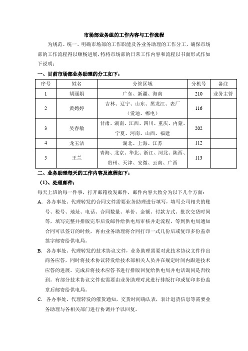 《市场部业务组的工作内容与工作流程》