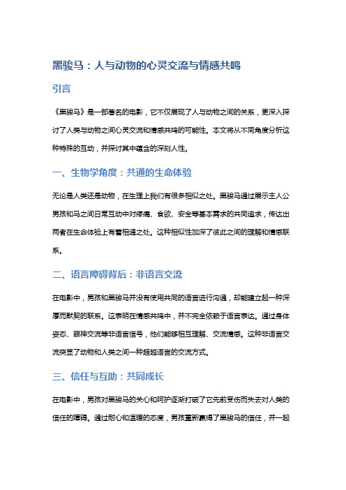 《黑骏马》：人与动物的心灵交流与情感共鸣