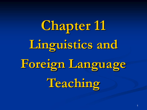 Chapter 11 Linguistics and Foreign Language Teaching