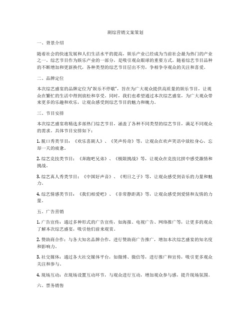 剧综营销文案策划