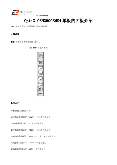 OptiX OSN3500EMS4单板的面板介绍doc