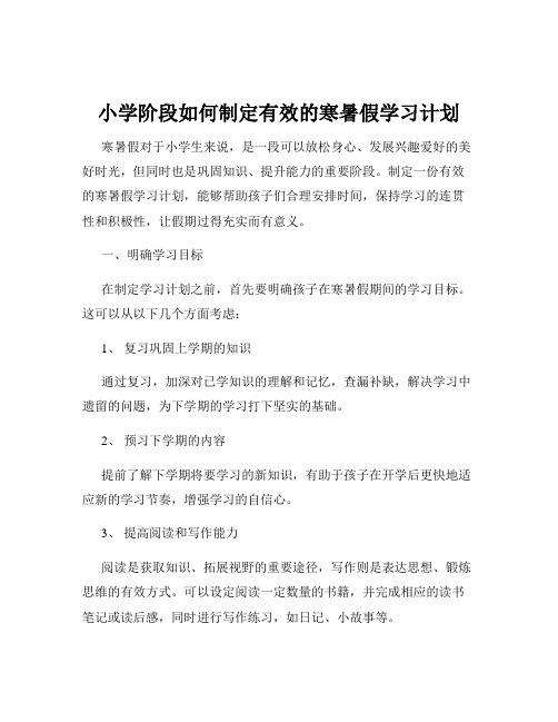 小学阶段如何制定有效的寒暑假学习计划