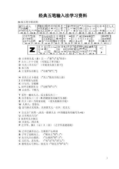 经典五笔输入法学习资料