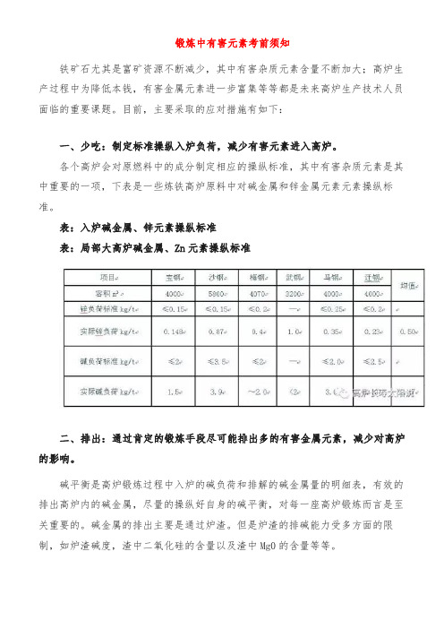 冶炼中有害元素注意事项