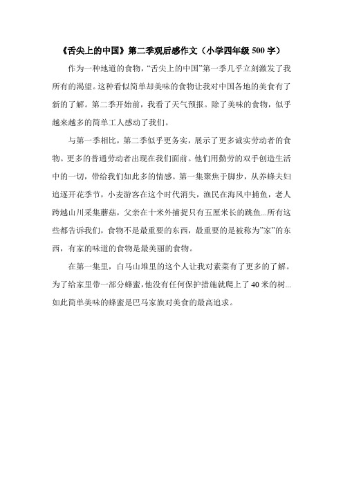 《舌尖上的中国》第二季观后感作文(小学四年级500字).doc