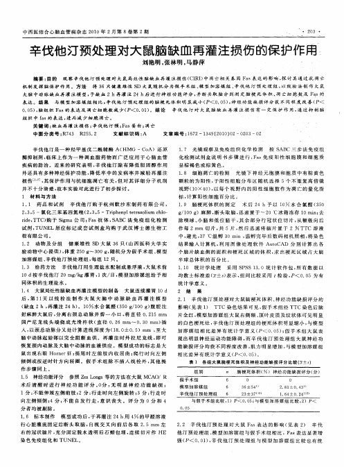 辛伐他汀预处理对大鼠脑缺血再灌注损伤的保护作用