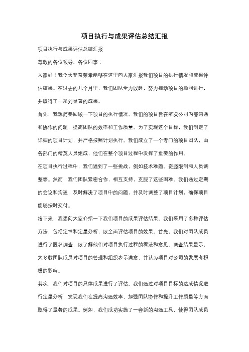 项目执行与成果评估总结汇报