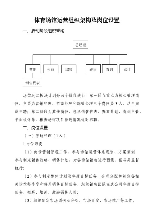 体育场馆运营组织架构及岗位设置