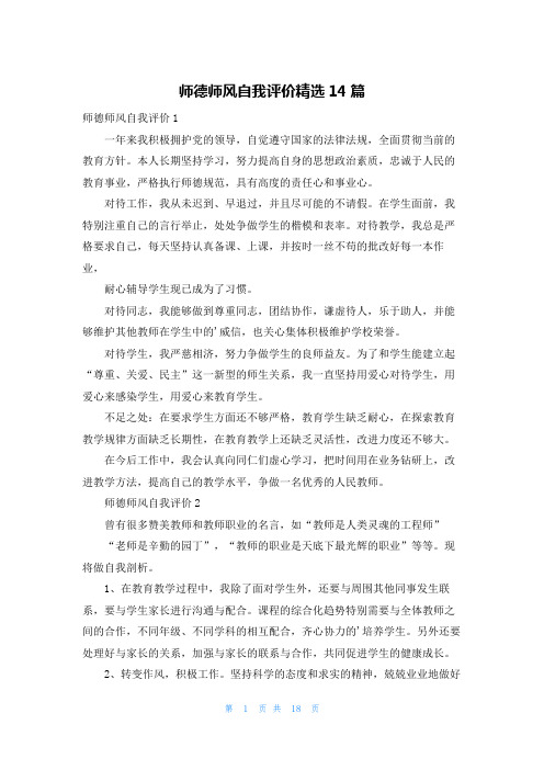 师德师风自我评价精选14篇