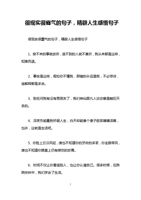 很现实很霸气的句子,精辟人生感悟句子